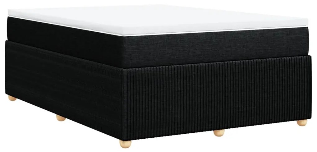 vidaXL Κρεβάτι Boxspring με Στρώμα Μαύρο 140x190 εκ. Υφασμάτινο