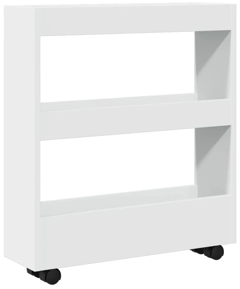 vidaXL Στενό Τρόλεϊ Αποθήκευσης 3 Επιπέδων από Λευκό Μηχανικά Επεξεργασμένο Ξύλο