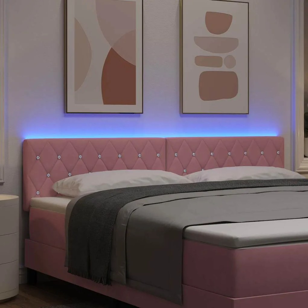 vidaXL Κεφαλάρι LED με φώτα λωρίδας LED Argyle Ροζ 90 cm Βελούδο