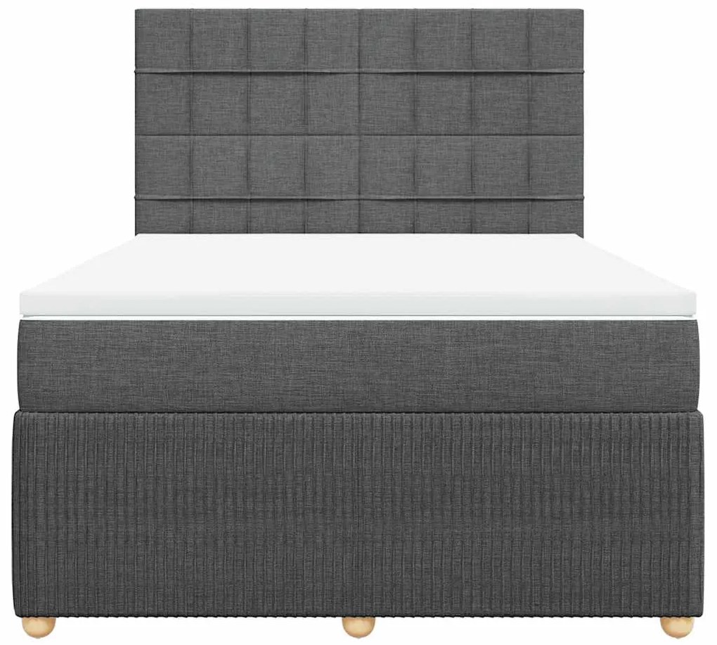 vidaXL Κρεβάτι Boxspring με Στρώμα Σκούρο Γκρι 160x200 εκ Υφασμάτινο