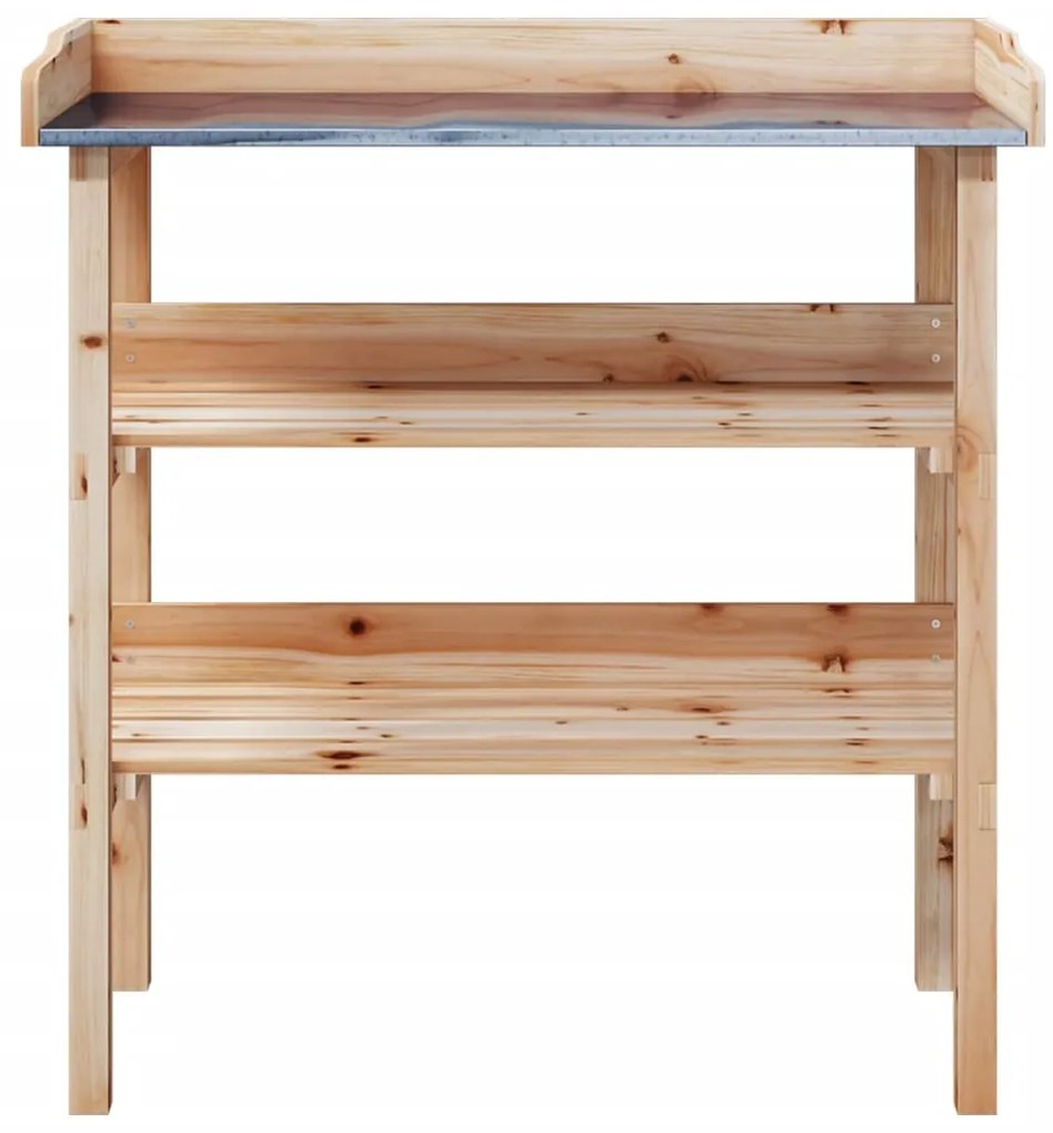 vidaXL Τραπέζι Φυτών με Ράφια 78 x 38 x 82,5 εκ. από Μασίφ Ξύλο Ελάτης