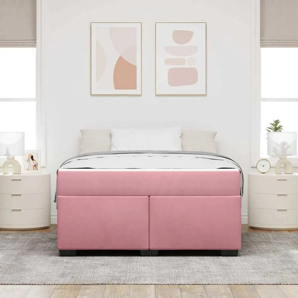 vidaXL Σκελετός κρεβατιού με στρώμα Άλλο Ροζ 160 x 200 cm Βελούδο
