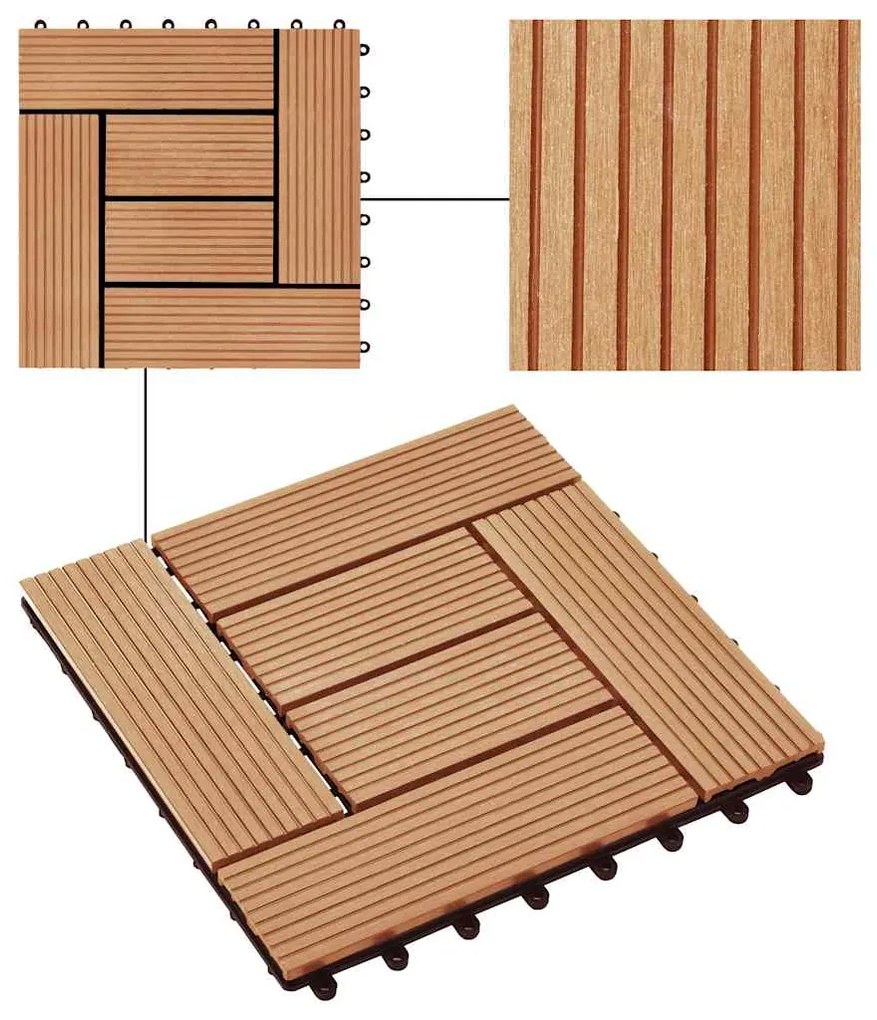 vidaXL Πλακάκια Deck 22 τεμ. Χρώμα Teak 30 x 30 εκ. 2 μ² από WPC