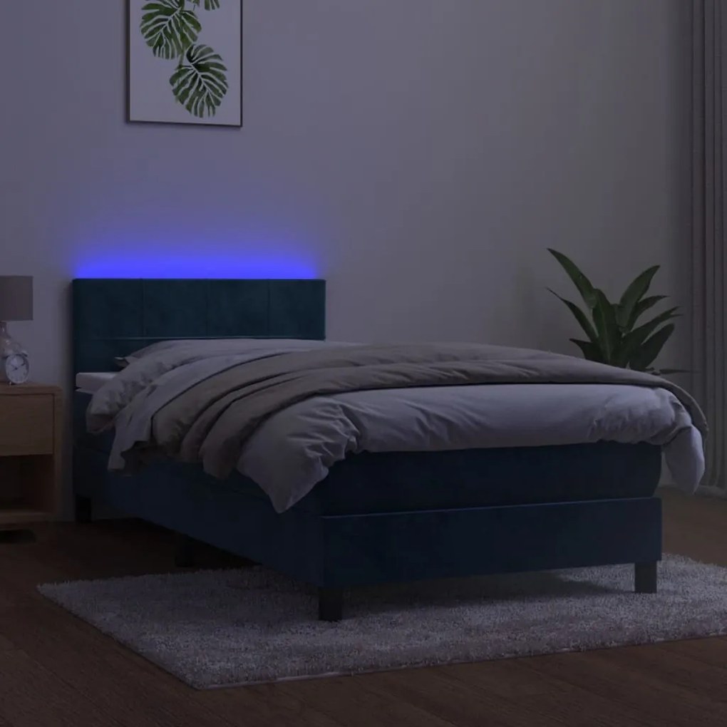 ΚΡΕΒΑΤΙ BOXSPRING ΜΕ ΣΤΡΩΜΑ &amp; LED ΣΚ. ΜΠΛΕ 100X200ΕΚ. ΒΕΛΟΥΔΙΝΟ 3134391