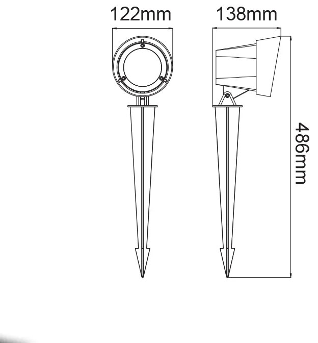 LED COB SPOT LUMINAIRE &amp; SPIKE 19W 1400LM 40° 230V AC 3.000K DARK GREY CRI80 IP65 30.000HRS - LG9202G