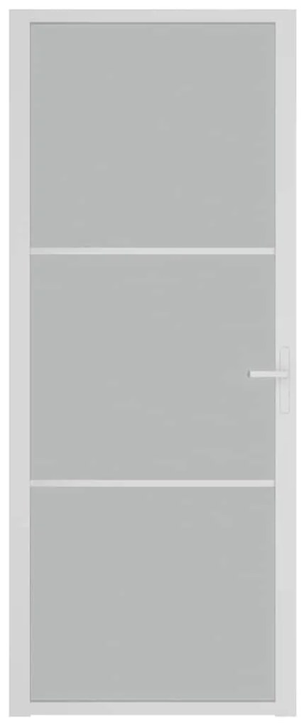 vidaXL Εσωτερική Πόρτα 83x201,5 εκ. Λευκό Ματ Γυαλί και Αλουμίνιο