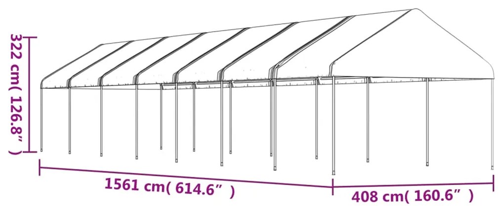 vidaXL Κιόσκι με Τέντα Λευκό 15,61 x 4,08 x 3,22 μ. από Πολυαιθυλένιο