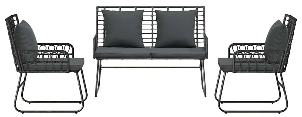 vidaXL Σέτ φαγητού για κήπο 3 pcs Μαύρο και Ανθρακί συνθετικό ρατάν