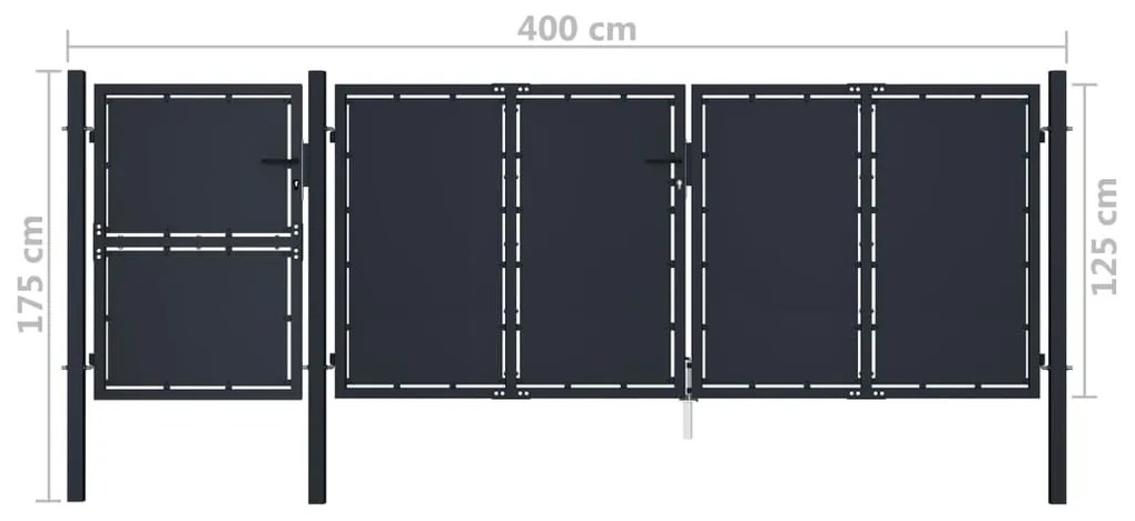 vidaXL Πόρτα Περίφραξης Κήπου Ανθρακί 4 x 1,75 μ. Μεταλλική