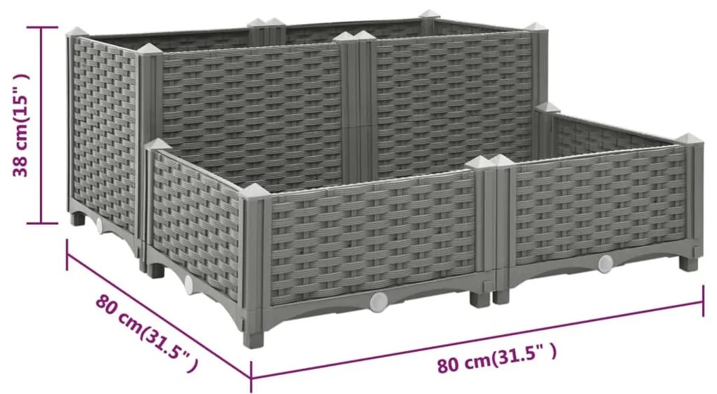 vidaXL Ζαρντινιέρα 80 x 80 x 38 εκ. από Πολυπροπυλένιο
