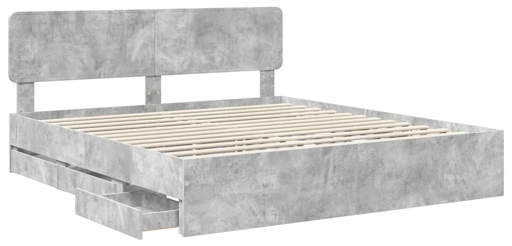 vidaXL Σκελετός Κρεβατιού Σκυρόδεμα Γκρι 180 x 200 cm Μηχανήματος Ξύλο