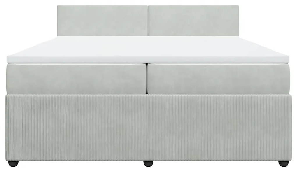 vidaXL Κρεβάτι Boxspring με Στρώμα Ανοιχτό Γκρι 200x200 εκ. Βελούδινο