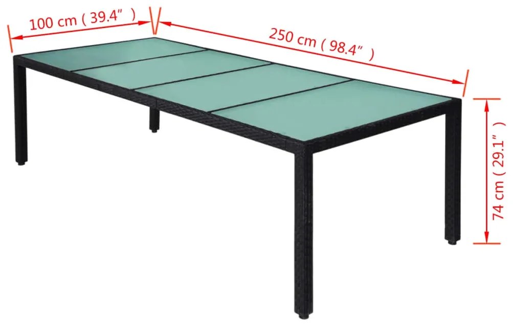 vidaXL Σετ Τραπεζαρίας Εξ. Χώρου 11 τεμ Μαύρο Συνθ. Ρατάν με Μαξιλάρια