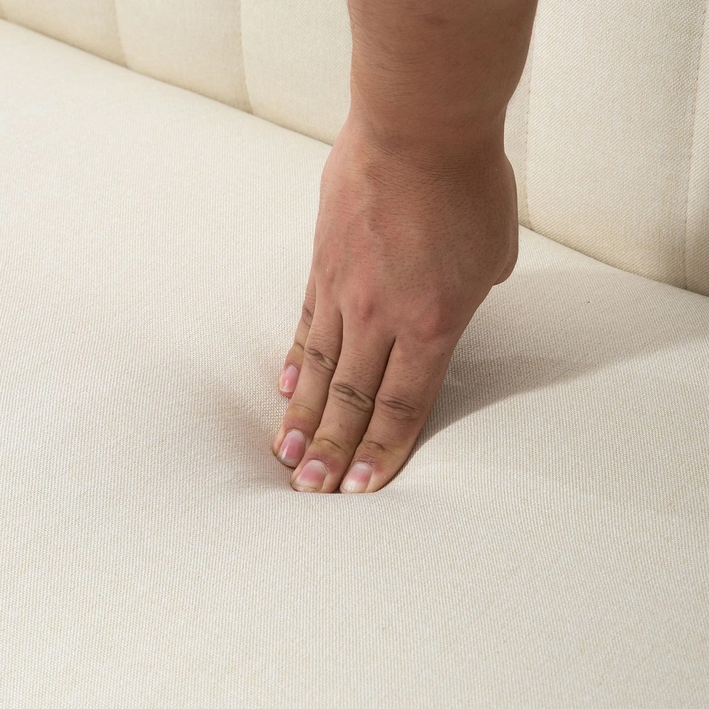 HOMCOM Καναπές 2 Θέσεων, Μαλακή Επένδυση, Εύκολο στον Καθαρισμό Κάλυμμα, έως 150 kg, 117 x 56,5 x 77 cm, Κρεμ Λευκό