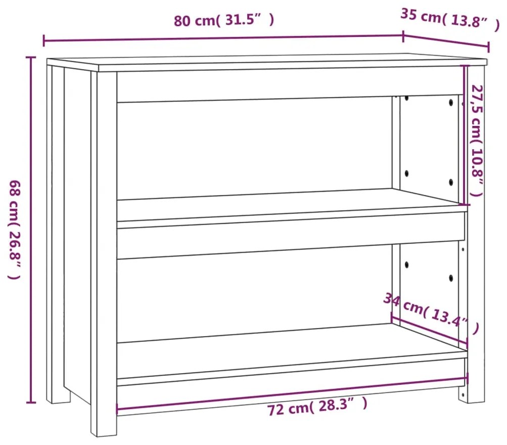 ΒΙΒΛΙΟΘΗΚΗ 80 X 35 X 68 ΕΚ. ΑΠΟ ΜΑΣΙΦ ΞΥΛΟ ΠΕΥΚΟΥ 821674