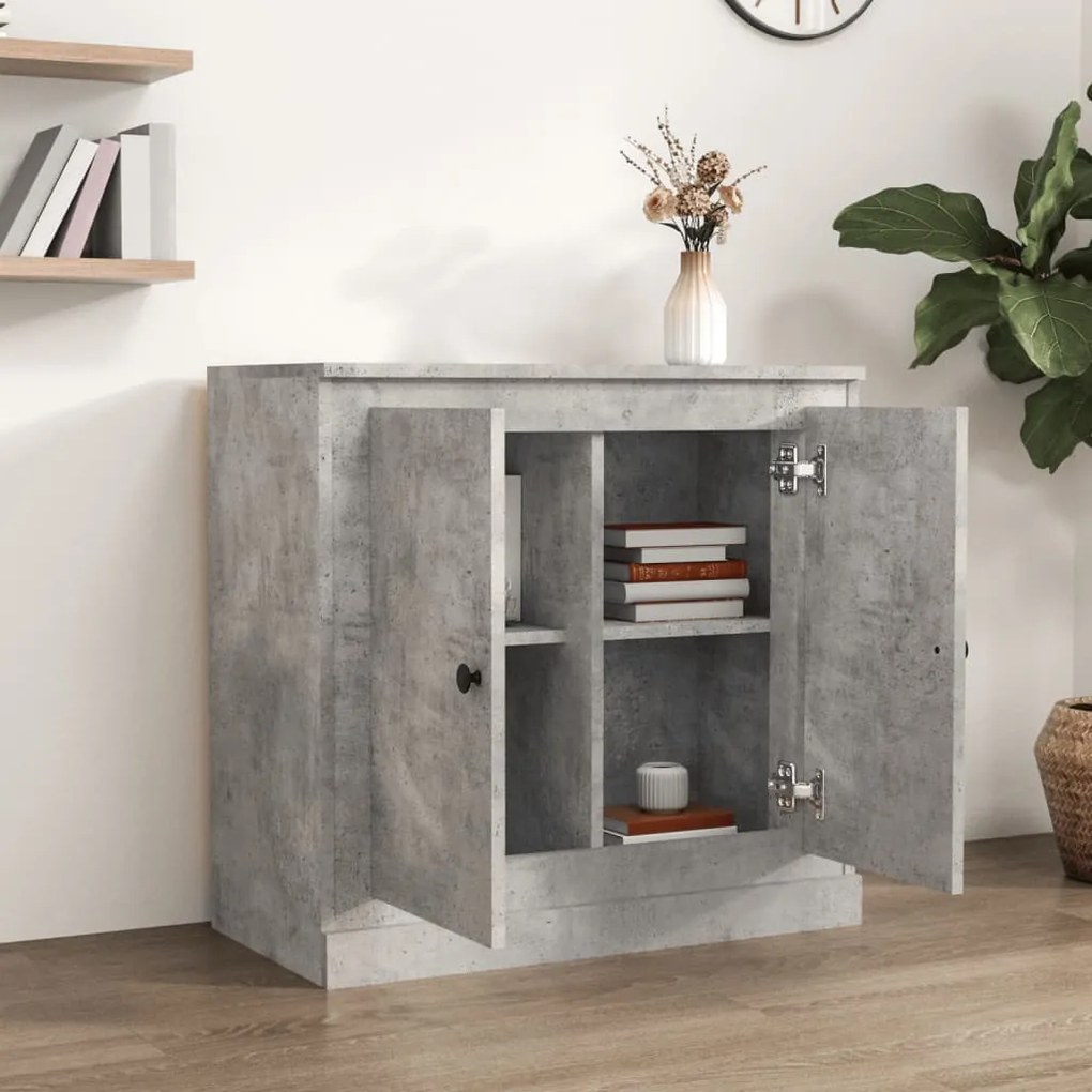 vidaXL Μπουφές Γκρι Σκυροδέματος 70x35,5x67,5 εκ. Επεξεργασμένο Ξύλο