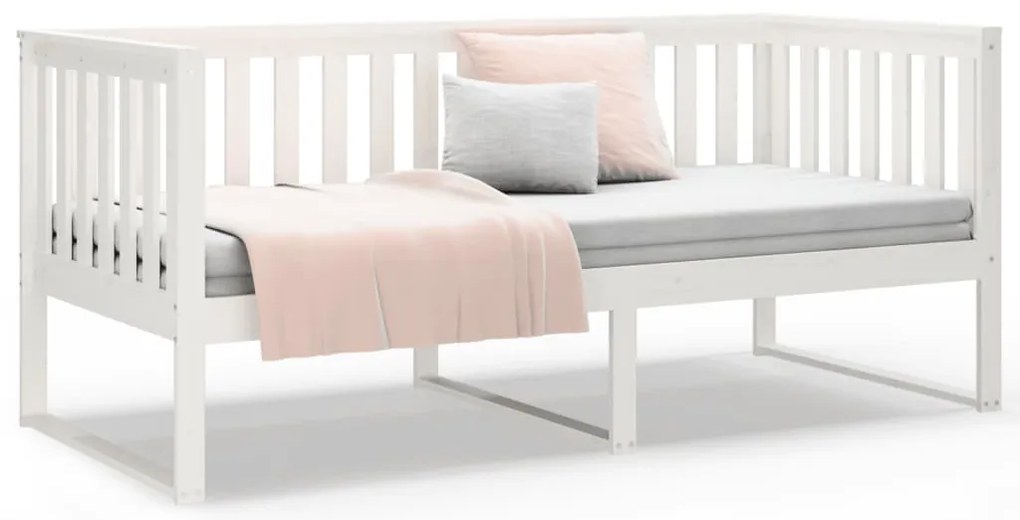vidaXL Κρεβάτι ημέρας χωρίς στρώμα Λευκό 100x200 cm Στερεό ξύλο πεύκο