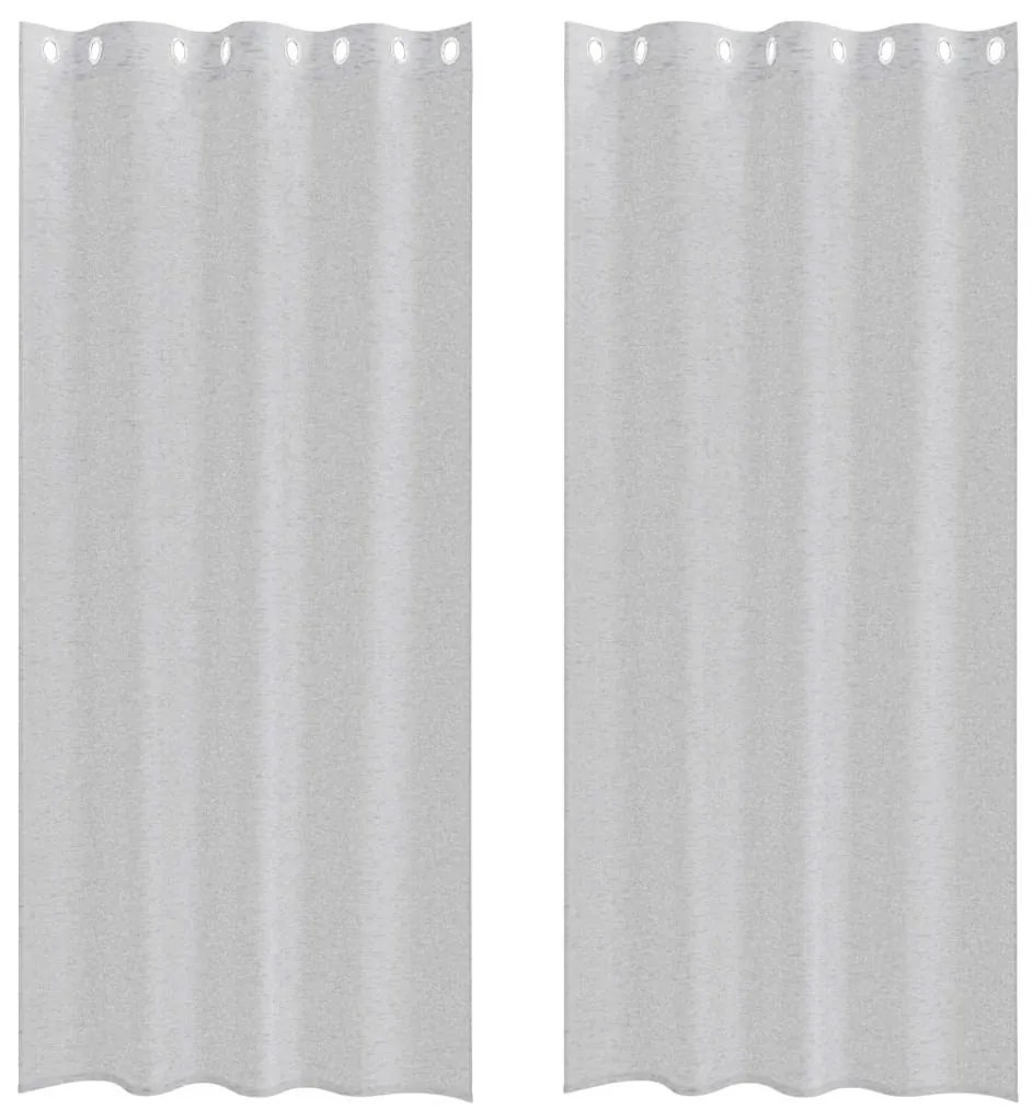 vidaXL Κουρτίνες με κουρτίνες 2 pcs Ανοιχτό γκρι 140x175cm Πολυεστέρας