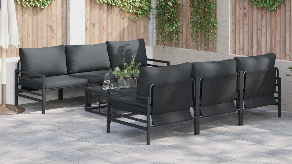 vidaXL Σετ Καναπέ Κήπου με μαξιλάρι με μαξιλάρι 7 pcs Ανθρακί 70 x 70.5 x 31.5 εκ