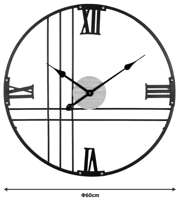 Ρολόι τοίχου Latine Inart μέταλλο σε μαύρη απόχρωση 60x2.5x60εκ