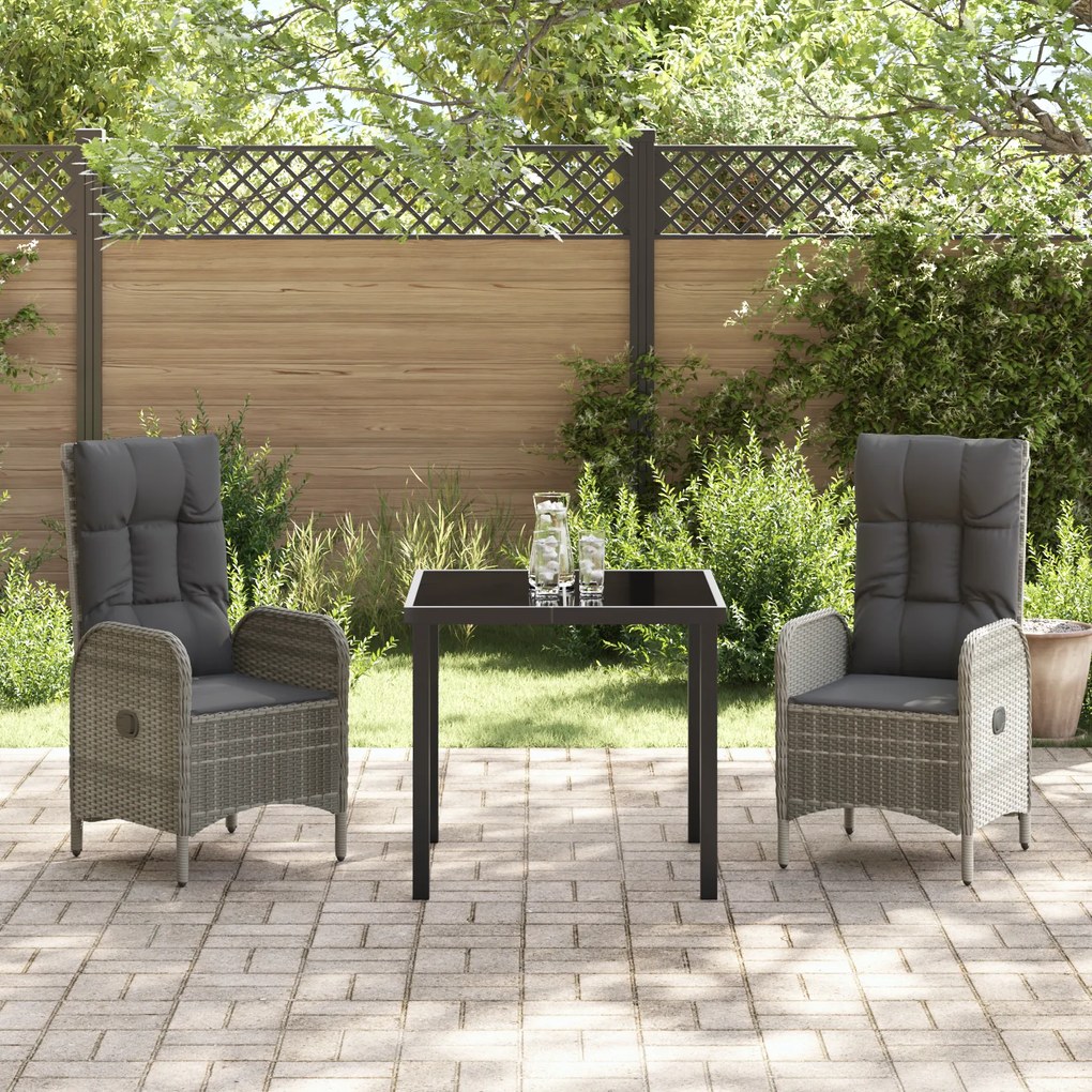 vidaXL Σετ 3 κομματιών Dining Set Κήπου Γκρι Πολυρεντάν
