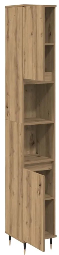 vidaXL Ντουλάπι μπάνιου Δρυς τεχνίτης 30x30x190 cm Κατασκευασμένο ξύλο