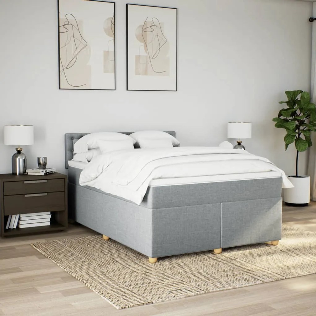 ΚΡΕΒΑΤΙ BOXSPRING ΜΕ ΣΤΡΩΜΑ ΑΝΟΙΧΤΟ ΓΚΡΙ 140X190 ΕΚ. ΥΦΑΣΜΑΤΙΝΟ 3286689