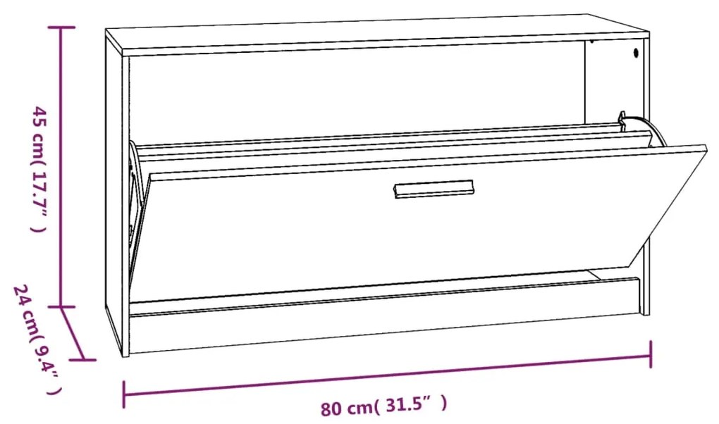 Παπουτσοθήκη Καφέ Δρυς 80x24x45 εκ. από Επεξεργασμένο Ξύλο - Καφέ