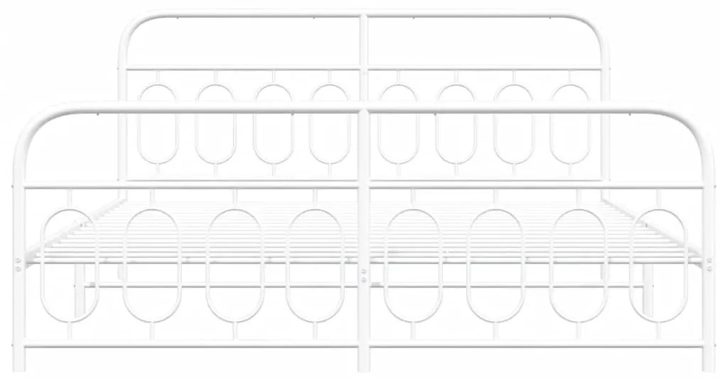 Πλαίσιο Κρεβατιού με Κεφαλάρι&amp;Ποδαρικό Λευκό 160x200εκ. Μέταλλο - Λευκό