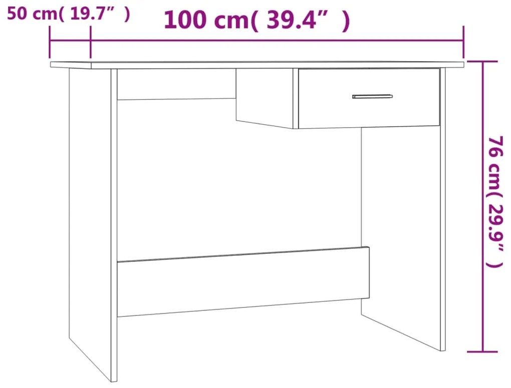 vidaXL Γραφείο Γκρι Σκυροδέματος 100 x 50 x 76 εκ. από Επεξ. Ξύλο