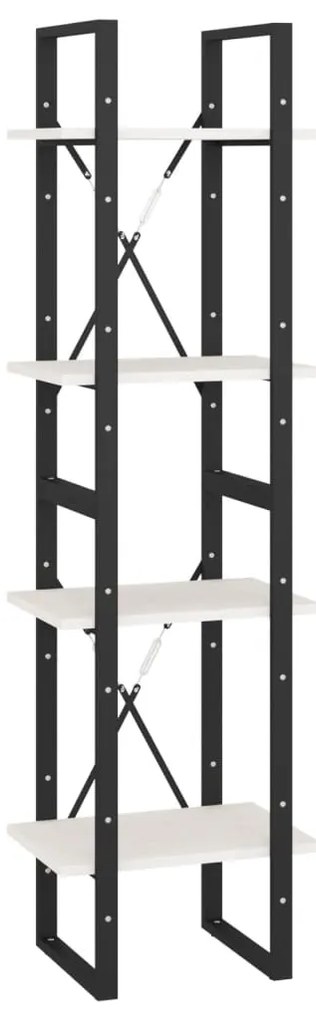 vidaXL Βιβλιοθήκη με 4 Ράφια Λευκή 40x30x140 εκ. από Μασίφ Ξύλο Πεύκου