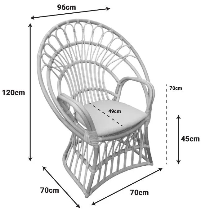 Πολυθρόνα Boloni Inart με μπεζ μαξιλάρι-φυσικό rattan 100x67x120εκ 96x70x120 εκ.