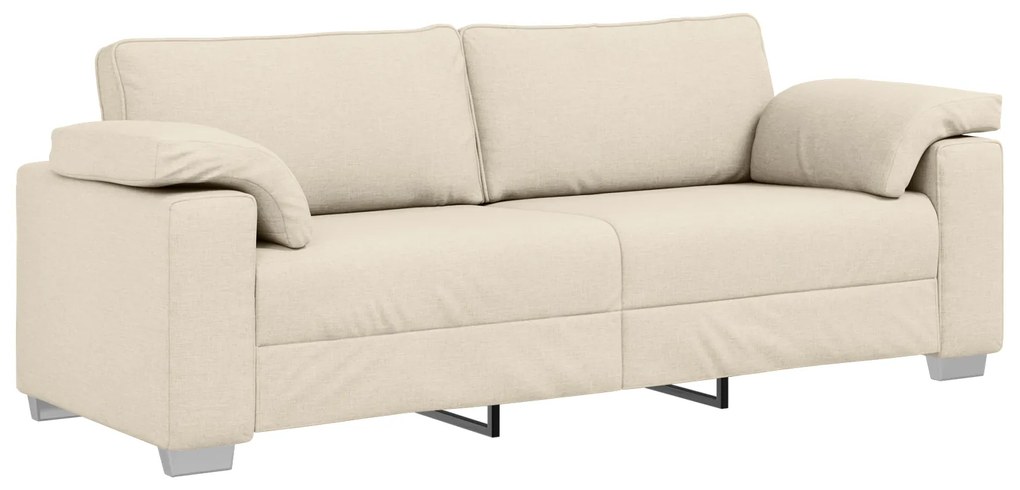 vidaXL Καναπές με μαξιλάρι με μαξιλάρι Μπεζ 219 x 77 x 82 εκ Λινό