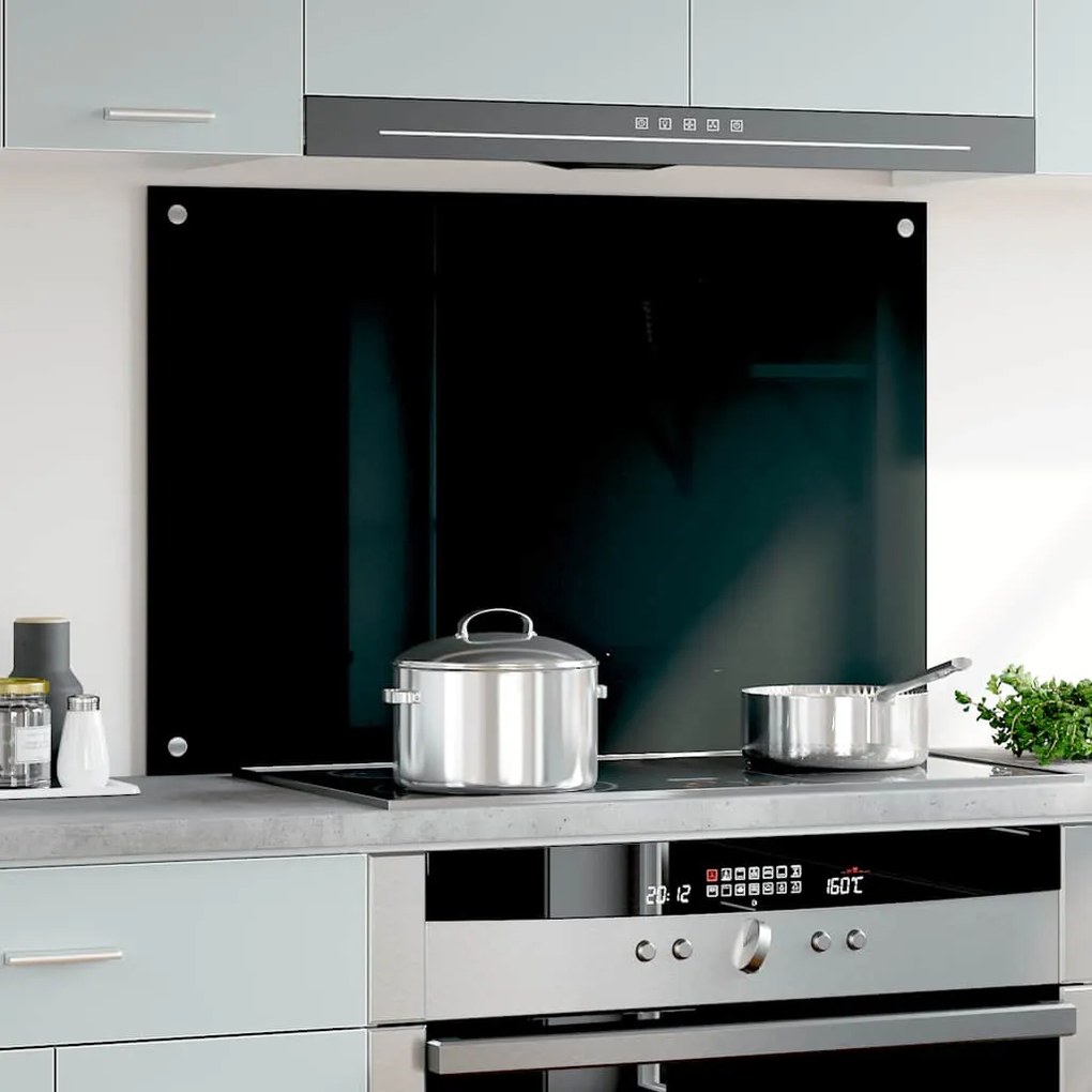 vidaXL Πλάτη Κουζίνας Μαύρη 90 x 60 εκ. από Ψημένο Γυαλί