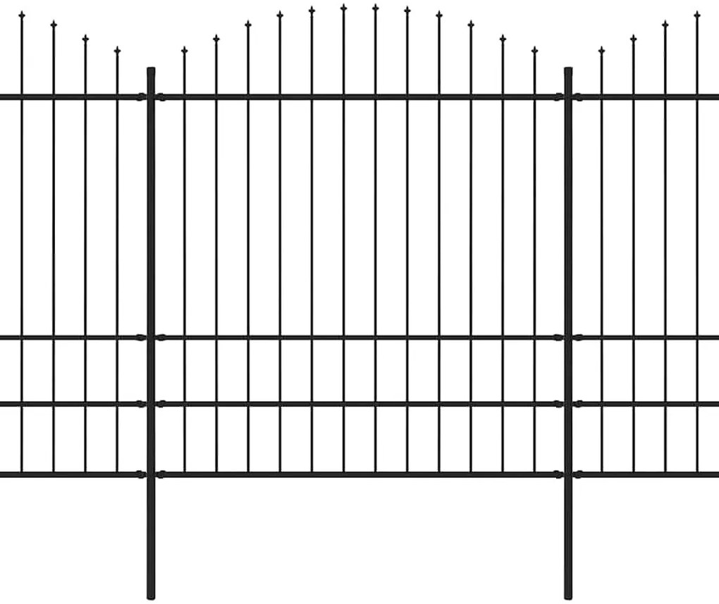 vidaXL Φράχτης Κήπου με Κορυφή Δόρυ Μαύρος Ατσάλινος 537 x 200 εκ.