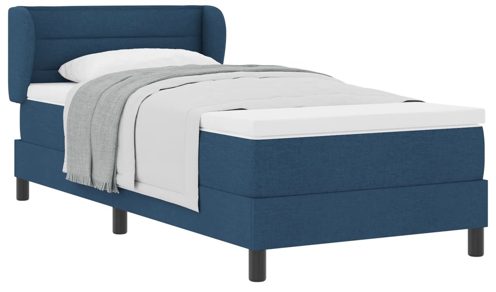 vidaXL Κρεβάτι Box Spring με Στρώμα Μπλε 90x200 εκ. Υφάσματος