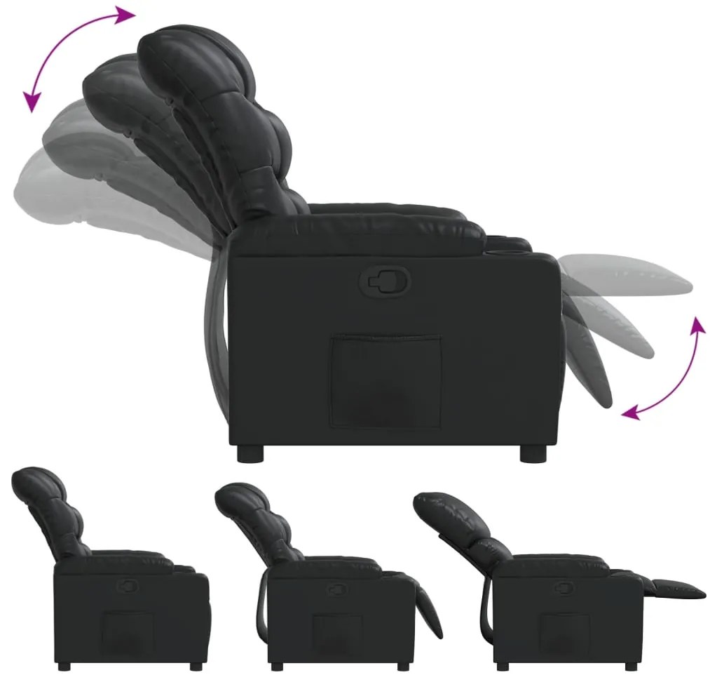 vidaXL Πολυθρόνα Ανακλινόμενη Μαύρη από Συνθετικό Δέρμα