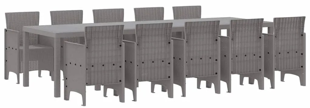 vidaXL Σέτ φαγητού για κήπο 11 pcs Ανοιχτό γκρι Πολυπροπυλένιο