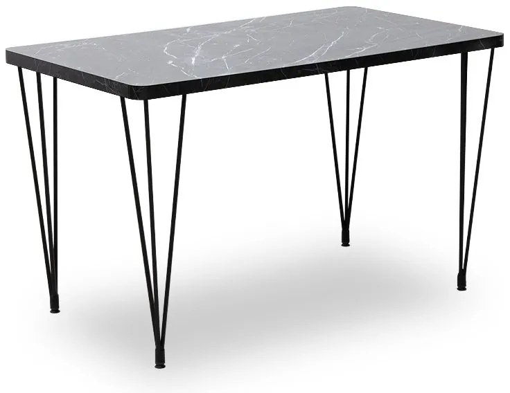 Σετ τραπεζαρία 5τμχ Roger - Rosa Megapap Mdf - PU χρώμα μαύρο εφέ μαρμάρου - μαύρο 120x70x75εκ.