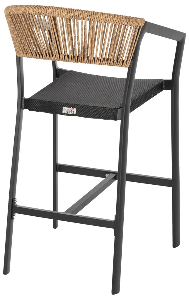 ΣΚΑΜΠΟ ΑΛΟΥΜΙΝΙΟΥ HM5892.15 ΜΕΣΑΙΟΥ ΥΨΟΥΣ RATTAN & TEXTLINE ΜΑΥΡΟ ΜΠΕΖ 56,5x57x99,5Y (1 Τεμμάχια)