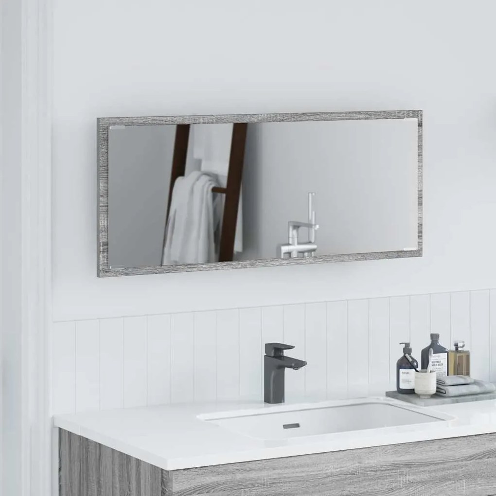 vidaXL Καθρέφτης μπάνιου με φως LED Γκρι Σονόμα 90x8,5x37 εκ