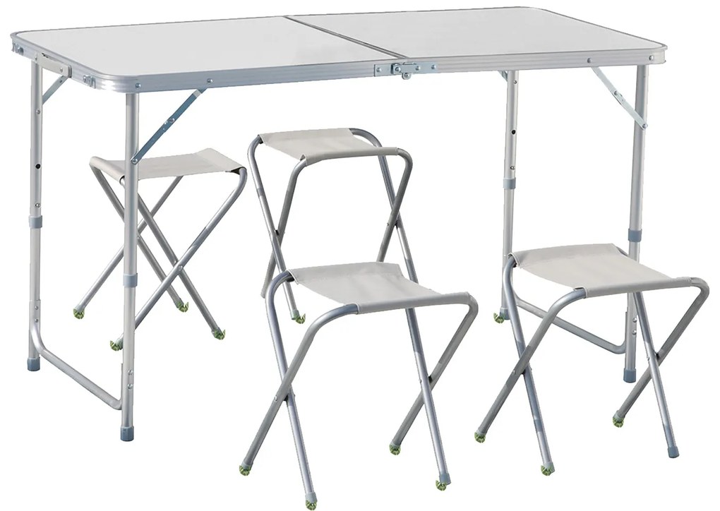 NEW CAMP Apella Folding Table with 4 Benches Set, Πτυσσόμενο Τραπέζι Αλουμινίου για Camping με Καρεκλάκια, NEW-186