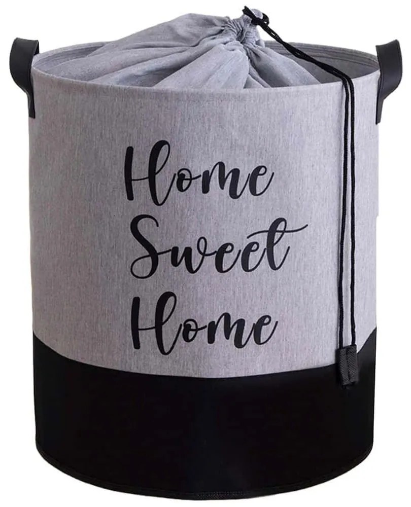 Καλάθι Αποθήκευσης 488PRN1104 37x40cm Grey-Black Aberto Design Polyester,Βαμβάκι