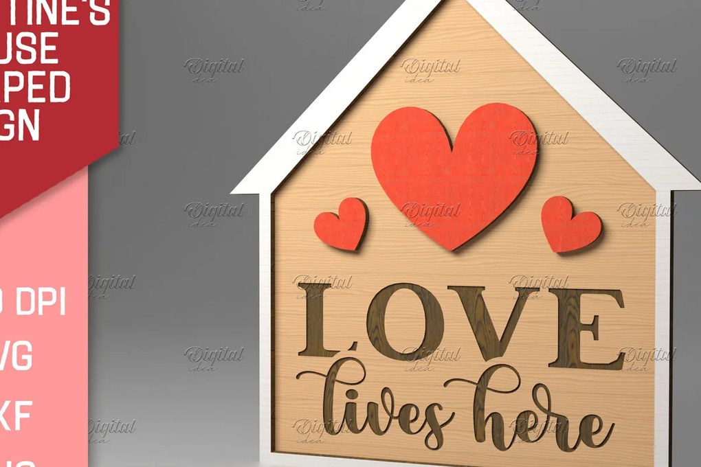 Intra απο ξύλο plywood 3mm-4mm πάχος Τρισδιάστατο λέιζερ σημαδιών για το σπίτι του Αγίου Βαλεντίνου Δίασταση 15x15 cm INTRAFABR-83494756