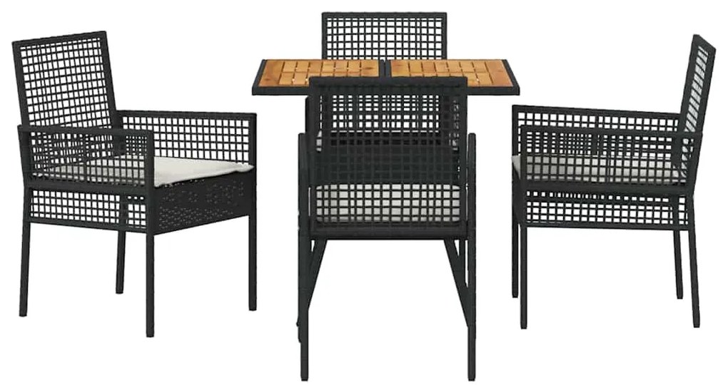 vidaXL Σέτ φαγητού για κήπο 5 pcs Μαύρο συνθετικό ρατάν
