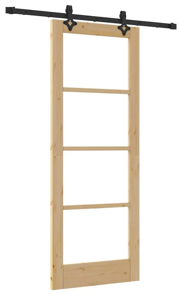 vidaXL Συρόμενη Πόρτα Καφέ 78 x 202 εκ. Ξύλο και μέταλλο