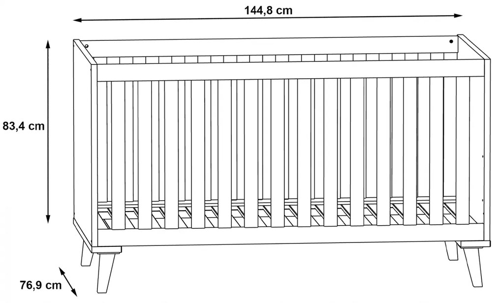 ΒΡΕΦΙΚΟ ΚΡΕΒΑΤΙ BAMBINI HM8841 ΑΝΟΙΧΤΟ ΓΚΡΙ ΦΥΣΙΚΟ 144,8 x76,9x83,4 εκ. - HM8841