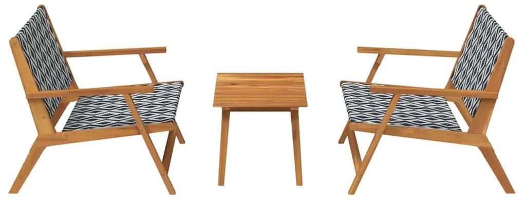 vidaXL Κήπου Καρέκλες με Τραπέζι 3 pcs Μαύρο 90 x 45 x 40 cm