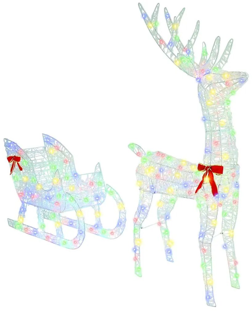 vidaXL Έλκηθρο με Ελάφια πολύχρωμο 70 x 26 x 128,5 εκ Ακρυλικό