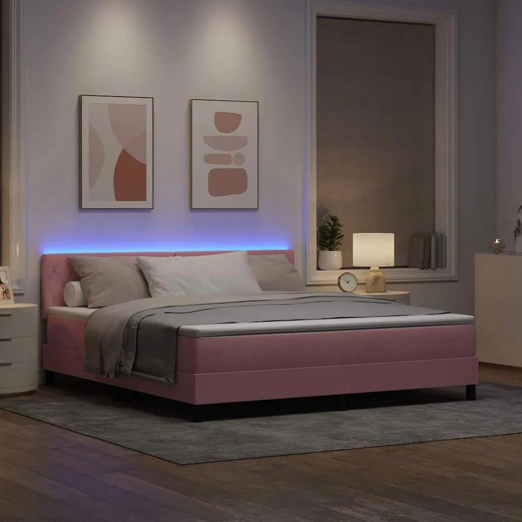 vidaXL Κρεβάτι με ελατήρια με κεφαλάρι Ροζ 180 x 200 cm Βελούδο